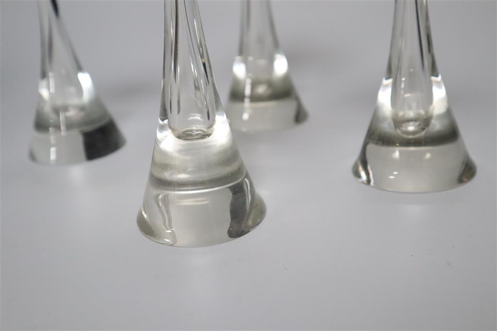 Four Scandinavian tear drop wine glasses, height 18.5cm